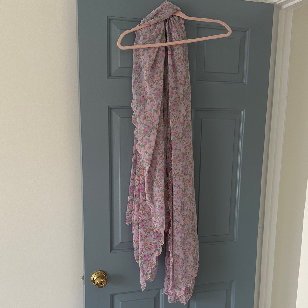 Dondolo Floral Pink XL Sheer Pareo or Wrap Scarf